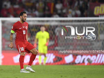 Hakan Calhanoglu of Turkey  during the UEFA Nations League 2024/25 League B Group B4 match between Turkiye and Iceland at Gursel Aksel Stadi...