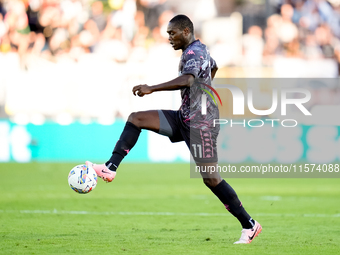 Emmanuel Gyasi of Empoli FC during the Serie A Enilive match between Empoli FC and Juventus FC at Stadio Carlo Castellani on September 14, 2...