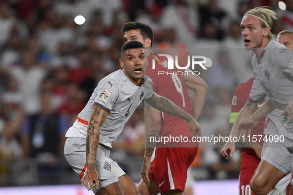 Victor Palsson of Iceland   during the UEFA Nations League 2024/25 League B Group B4 match between Turkiye and Iceland at Gursel Aksel Stadi...