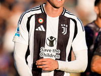 Dusan Vlahovic of Juventus FC looks on during the Serie A Enilive match between Empoli FC and Juventus FC at Stadio Carlo Castellani on Sept...