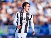 Dusan Vlahovic of Juventus FC looks on during the Serie A Enilive match between Empoli FC and Juventus FC at Stadio Carlo Castellani on Sept...