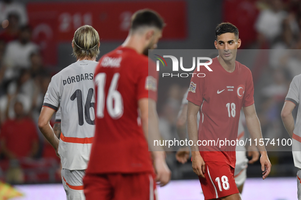 Mert Muldur of Turkey  during the UEFA Nations League 2024/25 League B Group B4 match between Turkiye and Iceland at Gursel Aksel Stadium on...