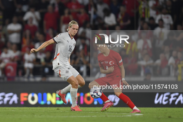 Stefan Teitur Thordarson of Iceland and Arda Guler of Turkey  during the UEFA Nations League 2024/25 League B Group B4 match between Turkiye...