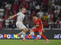 Stefan Teitur Thordarson of Iceland and Arda Guler of Turkey  during the UEFA Nations League 2024/25 League B Group B4 match between Turkiye...