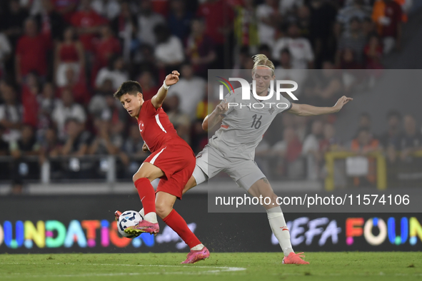 Stefan Teitur Thordarson of Iceland and Arda Guler of Turkey  during the UEFA Nations League 2024/25 League B Group B4 match between Turkiye...