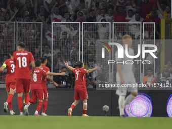 Kerem Akturkoglu of Turkey celebrates after scoring  during the UEFA Nations League 2024/25 League B Group B4 match between Turkiye and Icel...