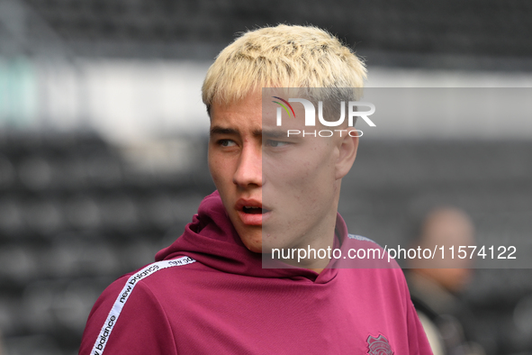 Rubin Colwill of Cardiff City during the Sky Bet Championship match between Derby County and Cardiff City at Pride Park in Derby, England, o...