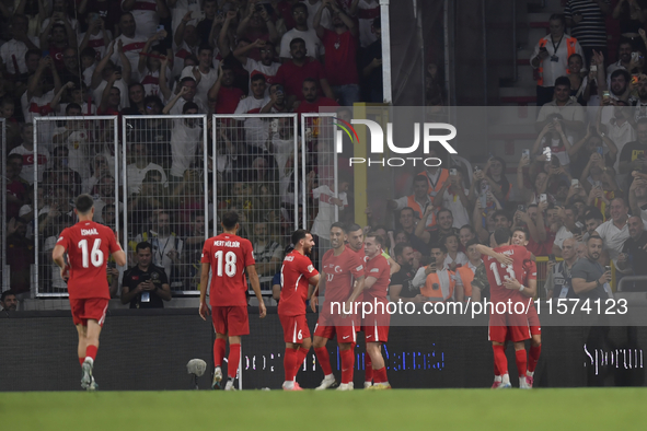 Kerem Akturkoglu of Turkey celebrates after scoring  during the UEFA Nations League 2024/25 League B Group B4 match between Turkiye and Icel...