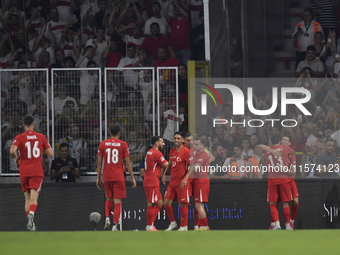 Kerem Akturkoglu of Turkey celebrates after scoring  during the UEFA Nations League 2024/25 League B Group B4 match between Turkiye and Icel...