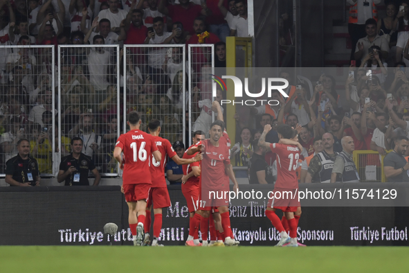 Kerem Akturkoglu of Turkey celebrates after scoring  during the UEFA Nations League 2024/25 League B Group B4 match between Turkiye and Icel...