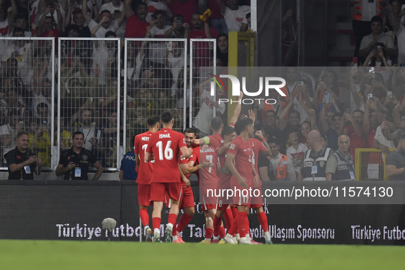 Kerem Akturkoglu of Turkey celebrates after scoring  during the UEFA Nations League 2024/25 League B Group B4 match between Turkiye and Icel...