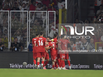 Kerem Akturkoglu of Turkey celebrates after scoring  during the UEFA Nations League 2024/25 League B Group B4 match between Turkiye and Icel...