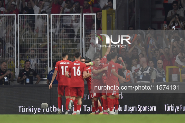 Kerem Akturkoglu of Turkey celebrates after scoring  during the UEFA Nations League 2024/25 League B Group B4 match between Turkiye and Icel...