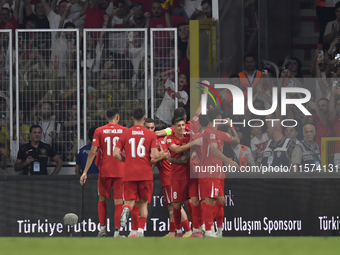 Kerem Akturkoglu of Turkey celebrates after scoring  during the UEFA Nations League 2024/25 League B Group B4 match between Turkiye and Icel...