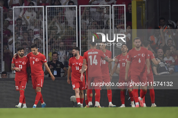 Kerem Akturkoglu of Turkey celebrates after scoring  during the UEFA Nations League 2024/25 League B Group B4 match between Turkiye and Icel...