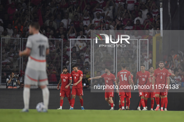 Kerem Akturkoglu of Turkey celebrates after scoring  during the UEFA Nations League 2024/25 League B Group B4 match between Turkiye and Icel...