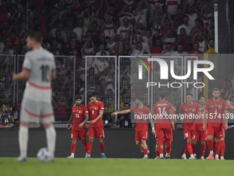 Kerem Akturkoglu of Turkey celebrates after scoring  during the UEFA Nations League 2024/25 League B Group B4 match between Turkiye and Icel...