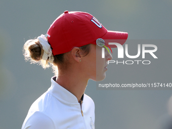 GAINESVILLE, VIRGINIA - SEPTEMBER 14: Nelly Korda of the United States looks down the 7th fairway during Day Two of the Solheim Cup at Rober...