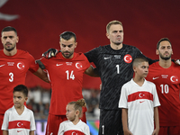 Merih Demiral, Abdulkerim Bardakci, Mert Gunok and Hakan Calhanoglu of Turkey  during the UEFA Nations League 2024/25 League B Group B4 matc...