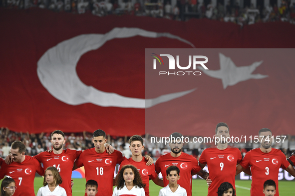 Kerem Akturkoglu, Ismail Yuksek, Mert Muldur, Arda Guler, Eren Elmali, Umut Nayir and Merih Demiral of Turkey  during the UEFA Nations Leagu...