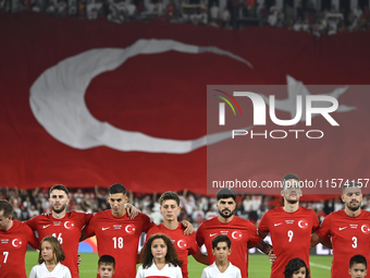 Kerem Akturkoglu, Ismail Yuksek, Mert Muldur, Arda Guler, Eren Elmali, Umut Nayir and Merih Demiral of Turkey  during the UEFA Nations Leagu...