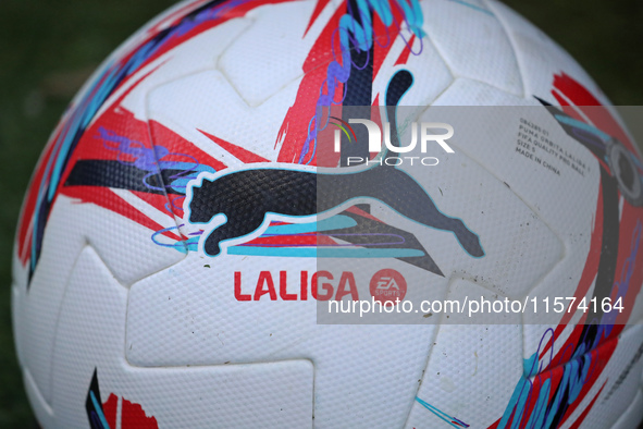 The official ball of LaLiga during the match between RCD Espanyol and Deportivo Alaves, corresponding to week 5 of LaLiga EA Sports, is play...