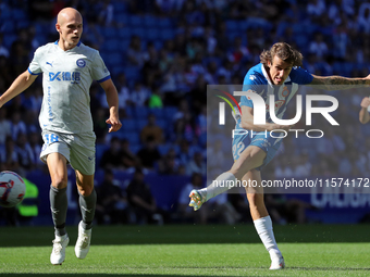 Carlos Romero plays during the match between RCD Espanyol and Deportivo Alaves, corresponding to week 5 of LaLiga EA Sports, at the RCDE Sta...