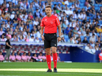 The referee Juan Luis Pulido Santana officiates the match between RCD Espanyol and Deportivo Alaves, corresponding to week 5 of LaLiga EA Sp...