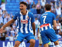 Javi Puado and Alejo Veliz celebrate during the match between RCD Espanyol and Deportivo Alaves, corresponding to week 5 of LaLiga EA Sports...