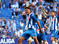 Alejo Veliz celebrates a goal during the match between RCD Espanyol and Deportivo Alaves, corresponding to week 5 of LaLiga EA Sports, at th...