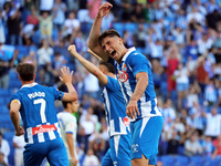 Javi Puado and Alejo Veliz celebrate during the match between RCD Espanyol and Deportivo Alaves, corresponding to week 5 of LaLiga EA Sports...