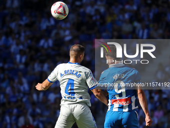 Alejo Veliz and Aleksandar Sedlar play during the match between RCD Espanyol and Deportivo Alaves, corresponding to week 5 of LaLiga EA Spor...