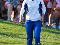 GAINESVILLE, VIRGINIA - SEPTEMBER 14: Carlota Ciganda of Team Europe looks over the 7th green during Day Two of the Solheim Cup at Robert Tr...