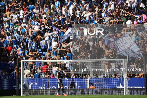 RCD Espanyol supporters during the match between RCD Espanyol and Deportivo Alaves in Barcelona, Spain, on September 14, 2024. 