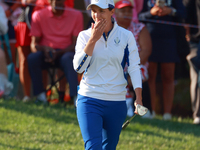 GAINESVILLE, VIRGINIA - SEPTEMBER 14: Carlota Ciganda of Team Europe walks on the 7th green during Day Two of the Solheim Cup at Robert Tren...