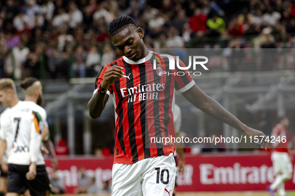 Rafael Leao plays during the Serie A match between AC Milan and Venezia FC in Milano, Italy, on September 14, 2024, at Stadio Giuseppe Meazz...