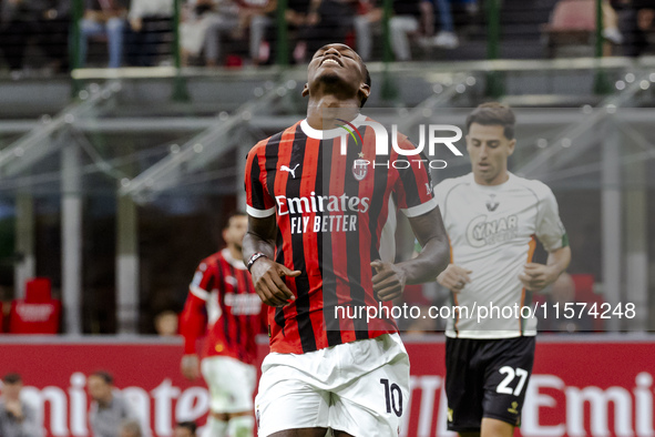 Rafael Leao plays during the Serie A match between AC Milan and Venezia FC in Milano, Italy, on September 14, 2024, at Stadio Giuseppe Meazz...