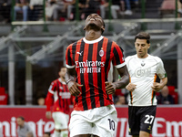 Rafael Leao plays during the Serie A match between AC Milan and Venezia FC in Milano, Italy, on September 14, 2024, at Stadio Giuseppe Meazz...