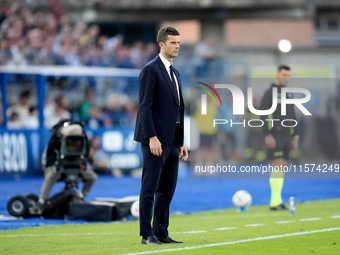 Thiago Motta head coach of Juventus FC looks on during the Serie A Enilive match between Empoli FC and Juventus FC at Stadio Carlo Castellan...