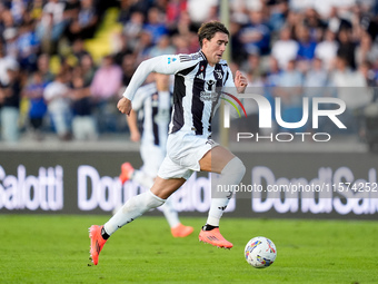 Dusan Vlahovic of Juventus FC in action during the Serie A Enilive match between Empoli FC and Juventus FC at Stadio Carlo Castellani on Sep...