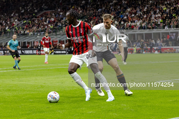 Tammy Abraham plays during the Serie A match between AC Milan and Venezia FC in Milano, Italy, on September 14, 2024, at Stadio Giuseppe Mea...