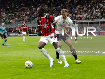 Tammy Abraham plays during the Serie A match between AC Milan and Venezia FC in Milano, Italy, on September 14, 2024, at Stadio Giuseppe Mea...