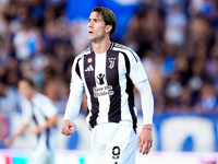 Dusan Vlahovic of Juventus FC looks on during the Serie A Enilive match between Empoli FC and Juventus FC at Stadio Carlo Castellani on Sept...