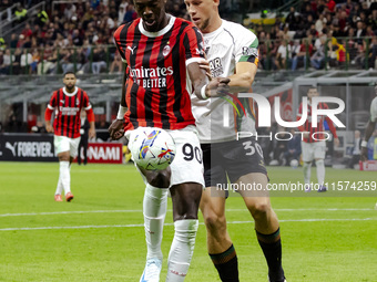 Tammy Abraham plays during the Serie A match between AC Milan and Venezia FC in Milano, Italy, on September 14, 2024, at Stadio Giuseppe Mea...