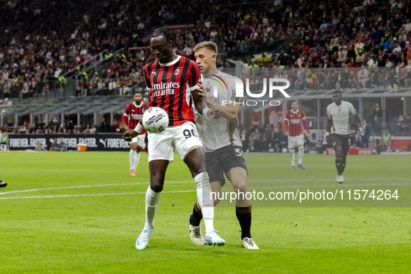 Tammy Abraham plays during the Serie A match between AC Milan and Venezia FC in Milano, Italy, on September 14, 2024, at Stadio Giuseppe Mea...