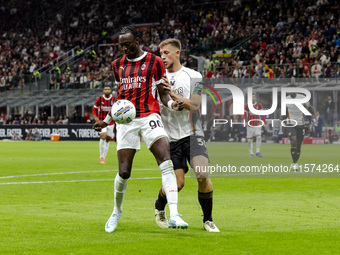 Tammy Abraham plays during the Serie A match between AC Milan and Venezia FC in Milano, Italy, on September 14, 2024, at Stadio Giuseppe Mea...