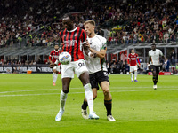 Tammy Abraham plays during the Serie A match between AC Milan and Venezia FC in Milano, Italy, on September 14, 2024, at Stadio Giuseppe Mea...