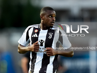 Pierre Kalulu of Juventus FC looks on during the Serie A Enilive match between Empoli FC and Juventus FC at Stadio Carlo Castellani on Septe...