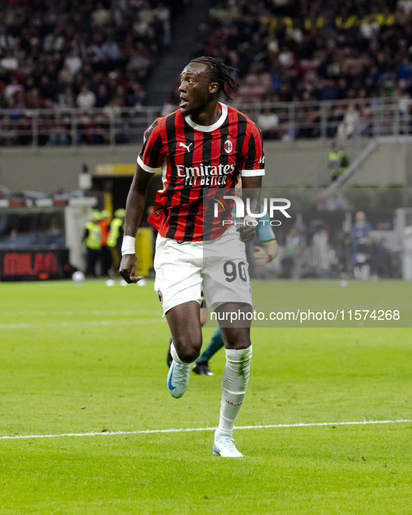 Tammy Abraham plays during the Serie A match between AC Milan and Venezia FC in Milano, Italy, on September 14, 2024, at Stadio Giuseppe Mea...