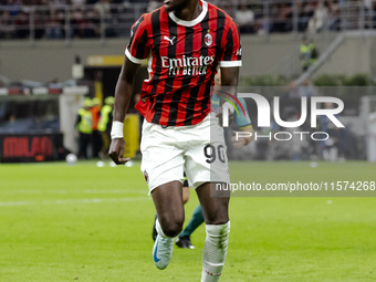 Tammy Abraham plays during the Serie A match between AC Milan and Venezia FC in Milano, Italy, on September 14, 2024, at Stadio Giuseppe Mea...